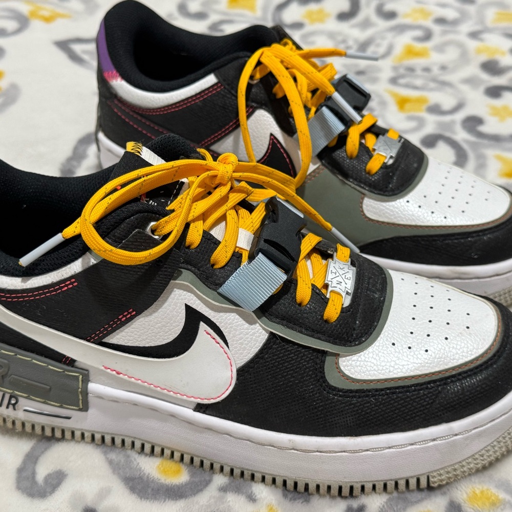 Nike Air Force 1 Low Shadow Black and Yellow Sneakers